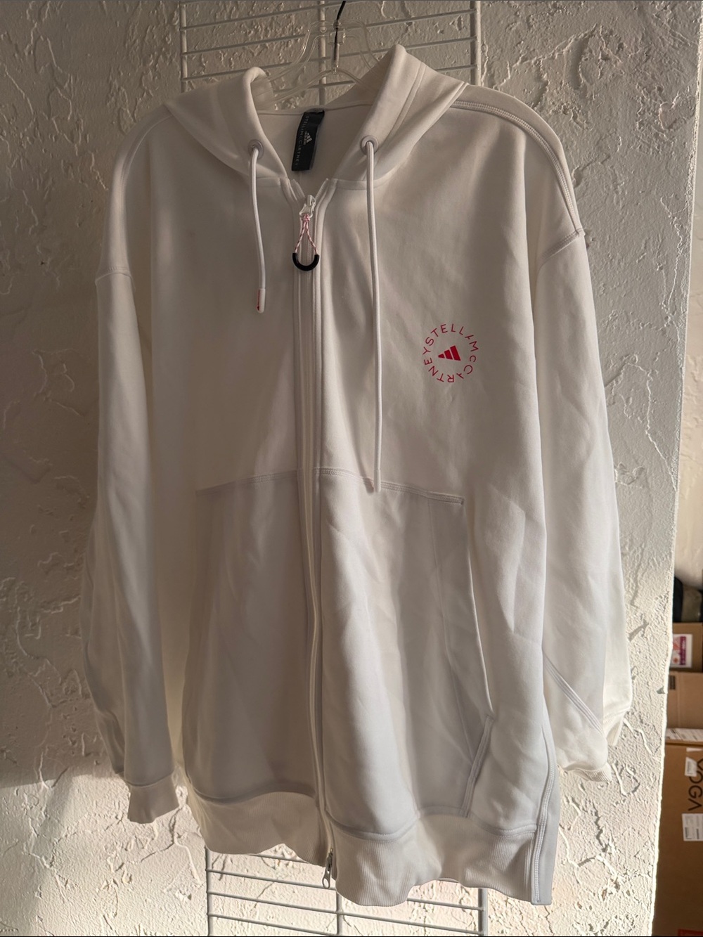 Stella McCartney white Zip Hoodie with Logo Accent